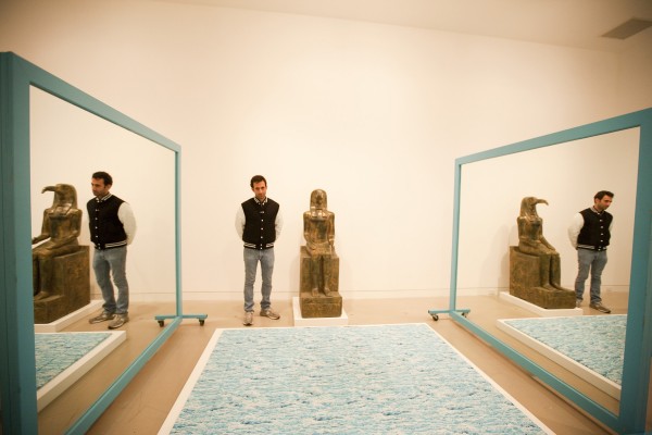 Alex Israel in his installation, "Property," Rented cinema props, 2010. Photo: Colin Young-Wolff.