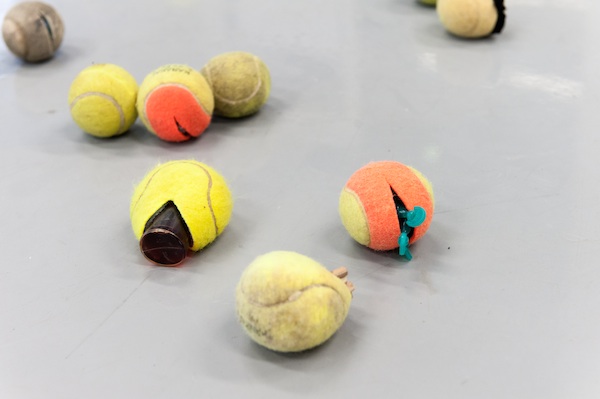 Claire Fontaine. Untitled (Tennis ball sculpture), 2008. Mixed media. Images courtesy of Onsite [at] OCAD University and OCADU Visual Resources – Melissa Jean Clark