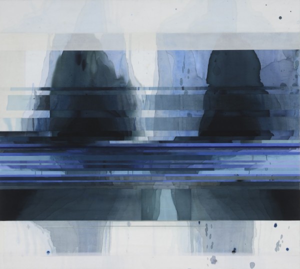 Cynthia Ona Innis.  Shift, 2014; acrylic and satin on canvas;  45 x 50 in. Courtesy of the Artist and Traywick Contemporary, Berkeley.