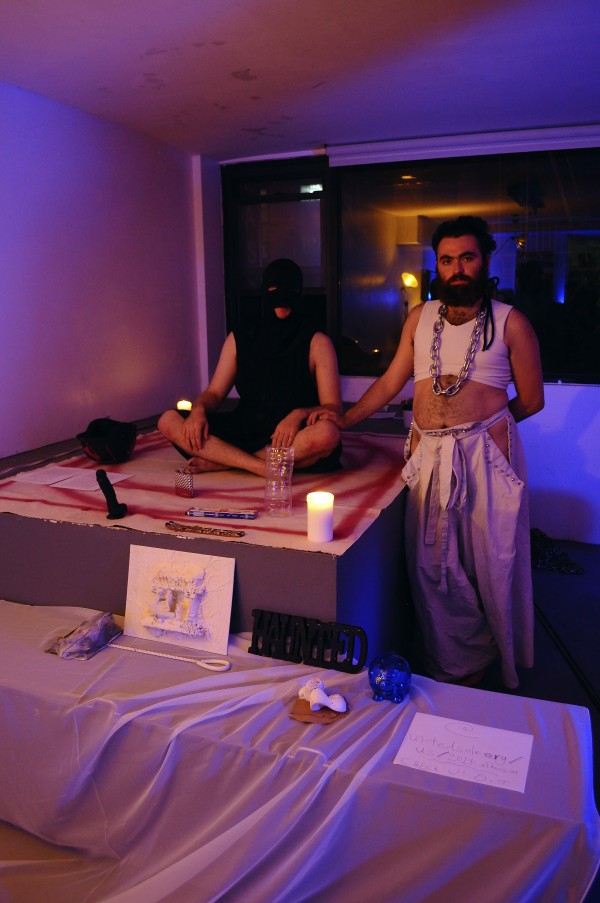 Randal Barnett. JEF+KEV//SIM, 2014 (still); performance; TRT 40:00, Courtesy of the Artist and Mehron Abdollmohammadi. Photo: Joelle Ballam-Schwan.