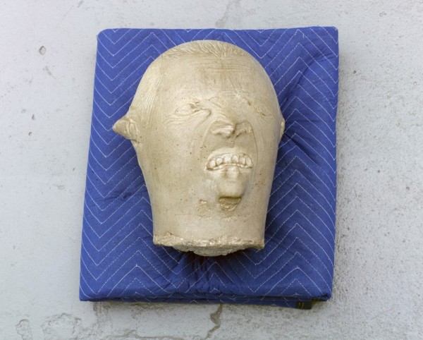 Jean-Luc Moulene. Tronche / Avatar (Paris, April 2014), 2014; Polished concrete, blue blanket 15 x 10 5/8 x 11 in.