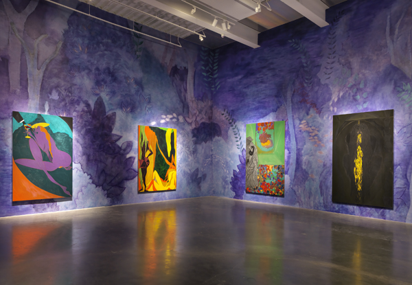 Installation view, Chris Ofili: Night and Day at the New Museum, 2014.