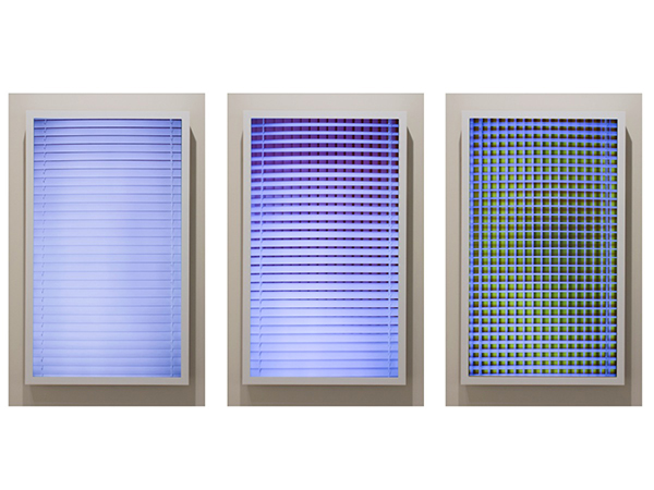 Ben Bigelow. Shift, 2014; generative video software, framed flat screen monitor, computer (three still images); 43 x 26 x 2.5 inches. Courtesy of the artist.