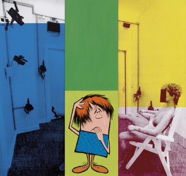 Julia Wachtel. Bleep, 2014; 60 x 73" 152.4cm x 185.4cm oil, flashe, acrylic ink on canvas