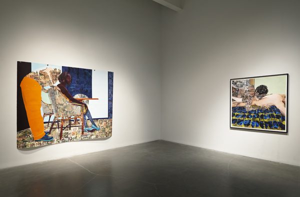 Njideka Akunyili Crosby. And We Begin to Let Go, 2013; installation view, 2015 Triennial: Surround Audience, New Museum, New York. Courtesy of Speyer Family Collection, New York. Courtesy of the Artist and Victoria Miro Gallery, London.