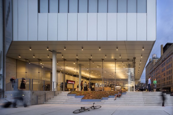 A view from the west, into the Whitney Museum’s piazza-like lobby. Photo: Nic Lehoux