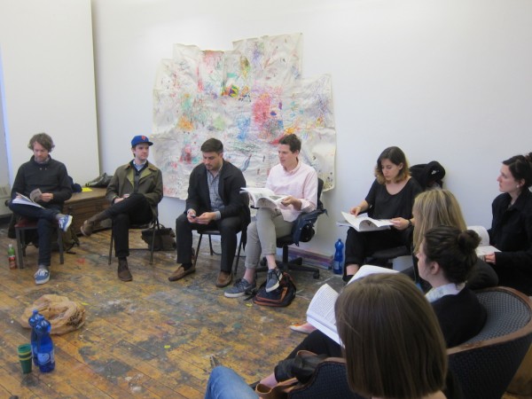 Contemporary Art Magazines Critical Reading Group meeting, April 27, 2015. Courtesy of Triangle, New York. Photo: Elena Levi.