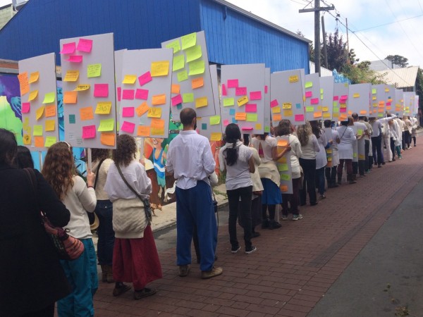 What Matters to Us?: A Reenactment of Anna Halprin’s Blank Placard Dance, Saturday, May 16, 2015, San Francisco. Photo: Emily Holmes.