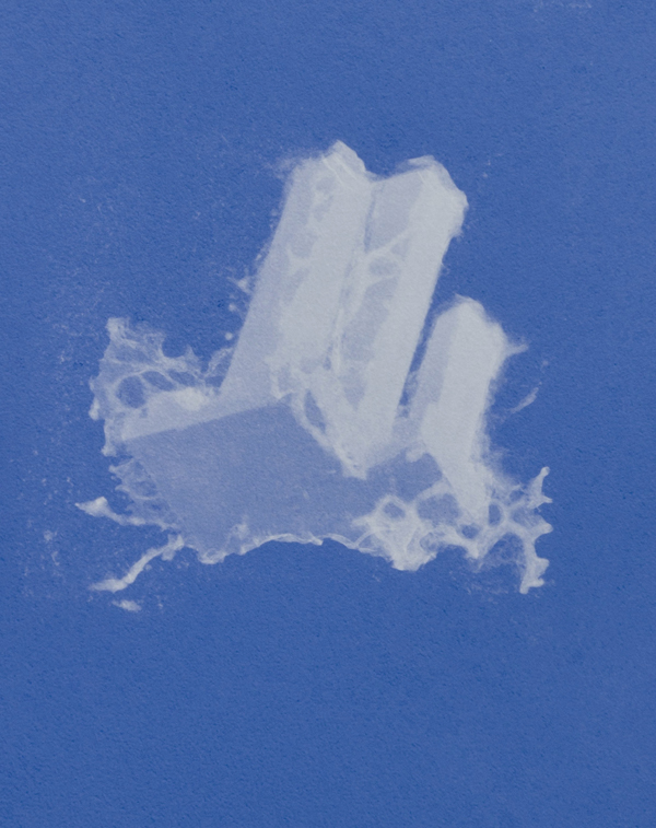 Christopher Saucedo. World Trade Center as a Cloud (No. 5). 2011. Linen pulp on cotton paper. 60 x 40 inches. Image courtesy of the artist.