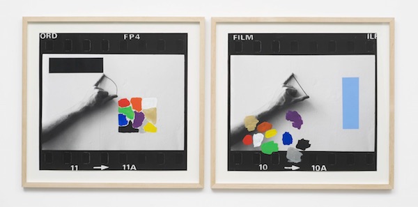 Philippe Van Snick. Empan [0-9], 1977-2004; vinyl paint on digital black and white print on cotton paper 308gr.; 2 x (56.5 x 59.5cm). Courtesy of the Artist and Arcade Fine Arts, London.