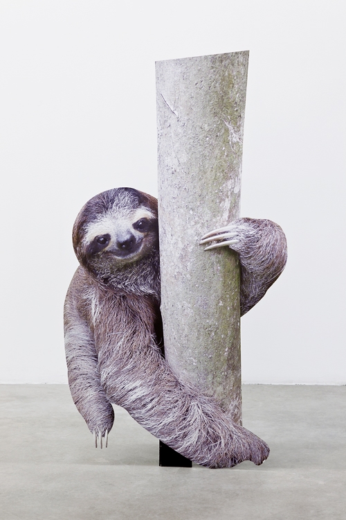 Katja Novitskova, Branching I, 2013, Digital print on aluminium and cut-out display (courtesy: the artist, Fluxia gallery, Milan & Kraupa-Tuskany Zeidler, Berlin)