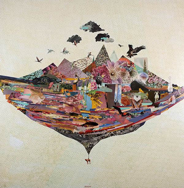 Ashley Pastore. Floribunda; linoblock print, cut magazine on board; 48 x 48 in. Courtesy of the Artist.