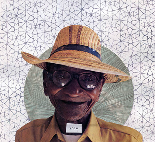 Ashley Pastore. YOLO; linoblock print, acetone transfer, cut magazine; 23 x 26 in. Courtesy of the Artist.